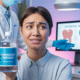 Concerned woman holding a bottle of hydrogen peroxide at a dental office, questioning if hydrogen peroxide can kill cavities.