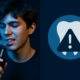 Young man vaping with a warning icon over a tooth, illustrating the risks of smoking and vaping on oral health.