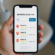 A smartphone showing a search for dentists near me with nearby options and ratings.